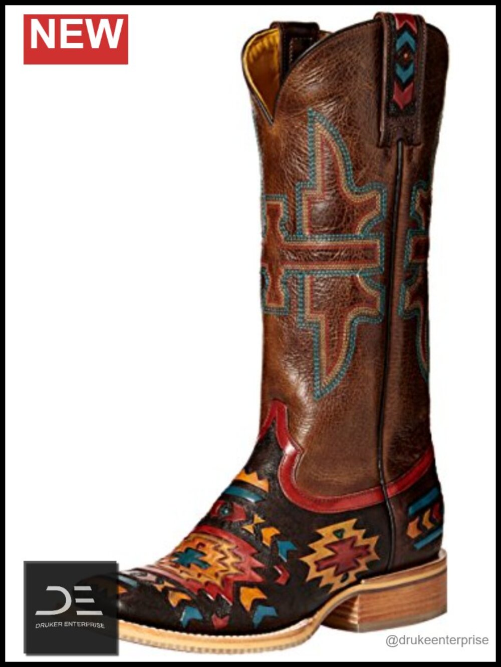 Women's South By SW Ankle Work Boot Soft Toe Embroidery Slip-On Leather